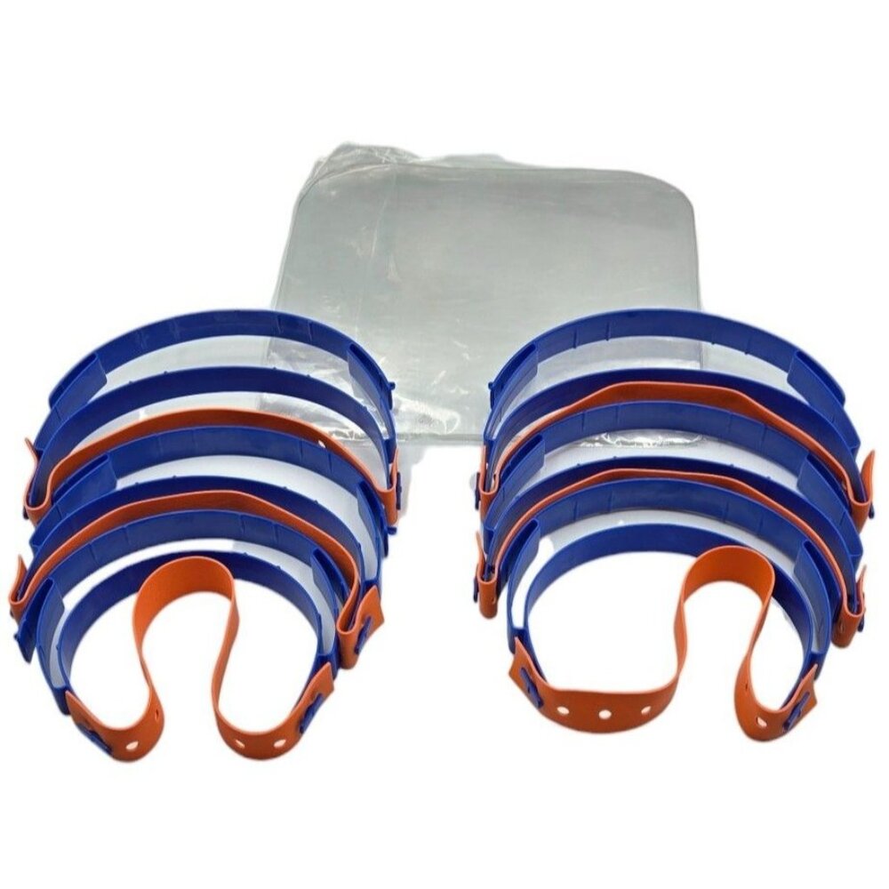 Protective Face Shield Kit With 12 Shields and Adjustable Frames P&G